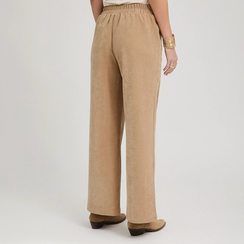 PANTALON SPORT PALAZZO DE SUEDE CAMEL - 2