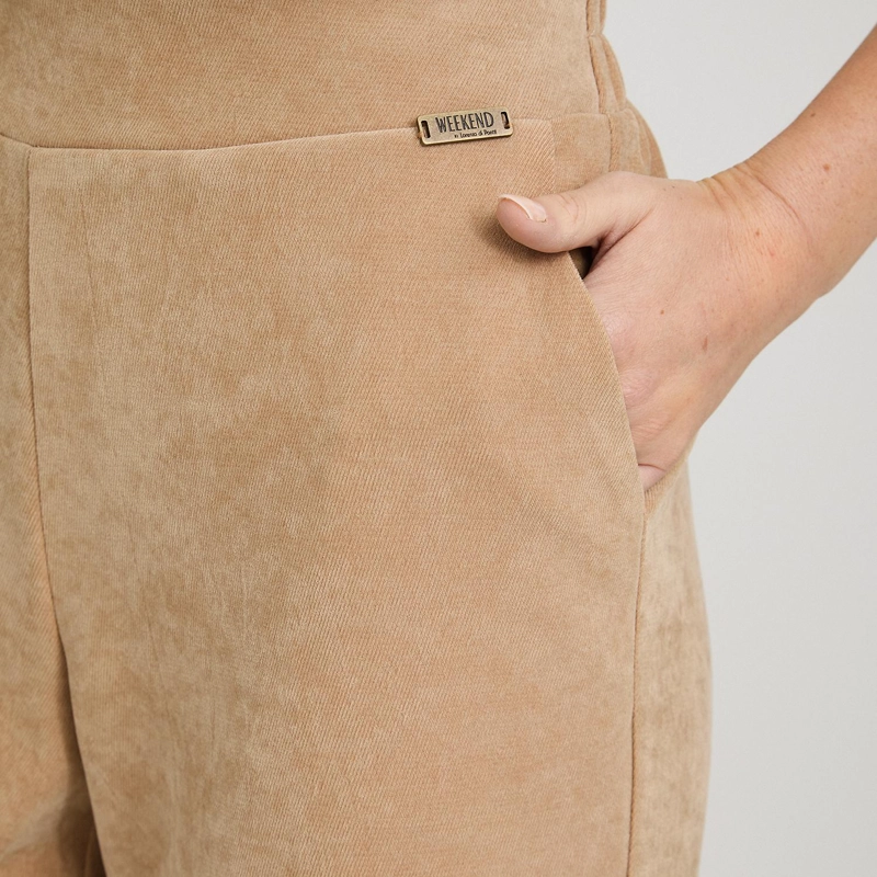 PANTALON SPORT PALAZZO DE SUEDE CAMEL - 3