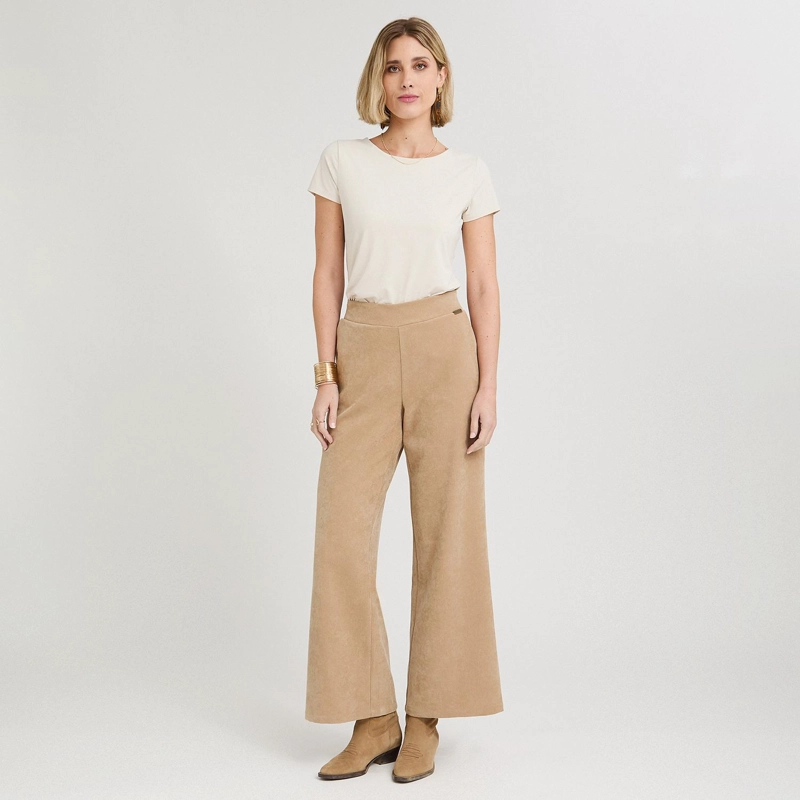 PANTALON SPORT PALAZZO DE SUEDE CAMEL - 4