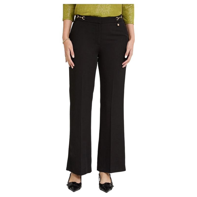 PANTALON FORMAL PALAZZO CON CADENA EN PRETINA NEGRO - 1