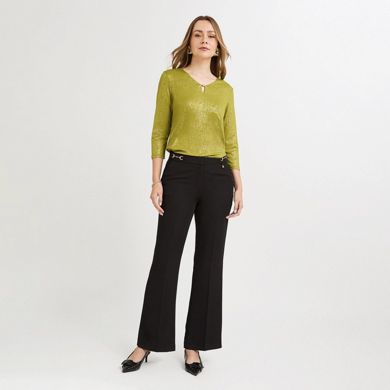 PANTALON FORMAL PALAZZO CON CADENA EN PRETINA NEGRO - 4