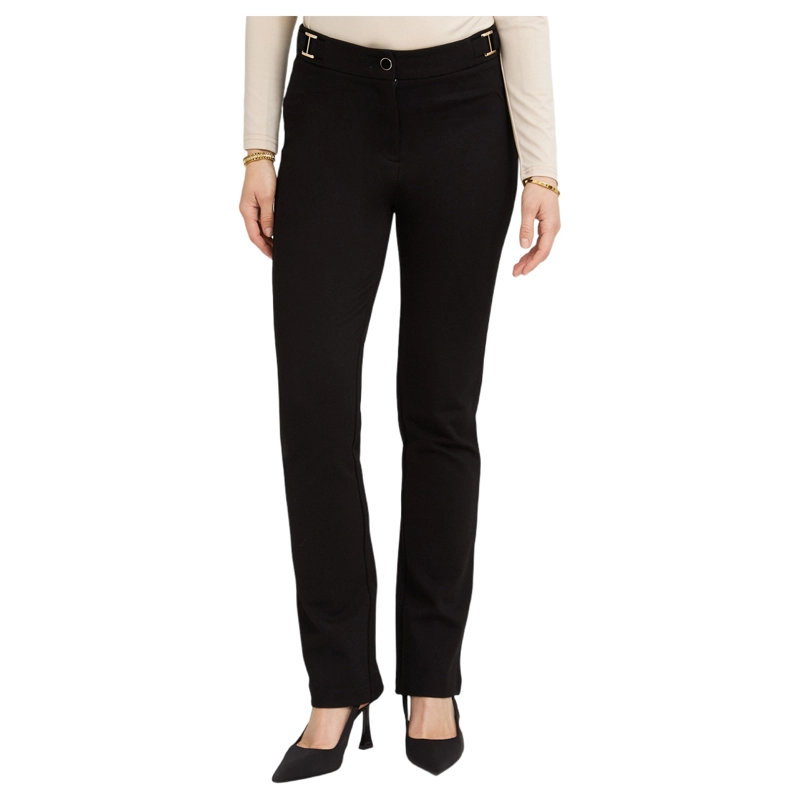 PANTALON FORMAL RECTA UN BOTON CON APLICACION EN PRETINA NEGRO - 1