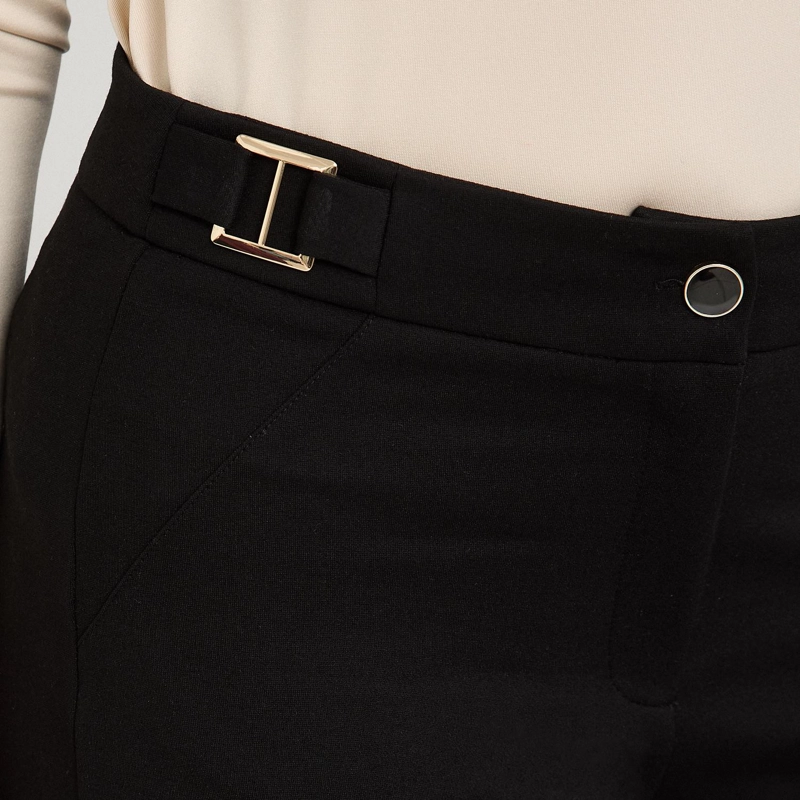 PANTALON FORMAL RECTA UN BOTON CON APLICACION EN PRETINA NEGRO - 3