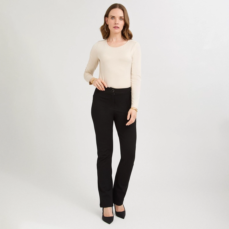 PANTALON FORMAL RECTA UN BOTON CON APLICACION EN PRETINA NEGRO - 4