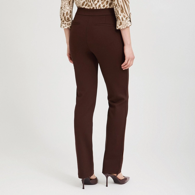 PANTALON FORMAL RECTA UN BOTON CON APLICACION EN PRETINA CAFE - 2