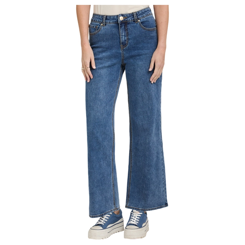 JEANS WIDELEG CONTROL DE ABDOMEN AZUL - 1