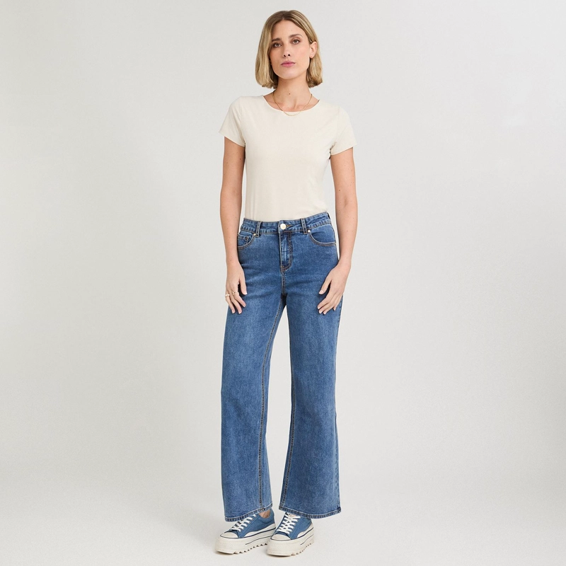 JEANS WIDELEG CONTROL DE ABDOMEN AZUL - 4