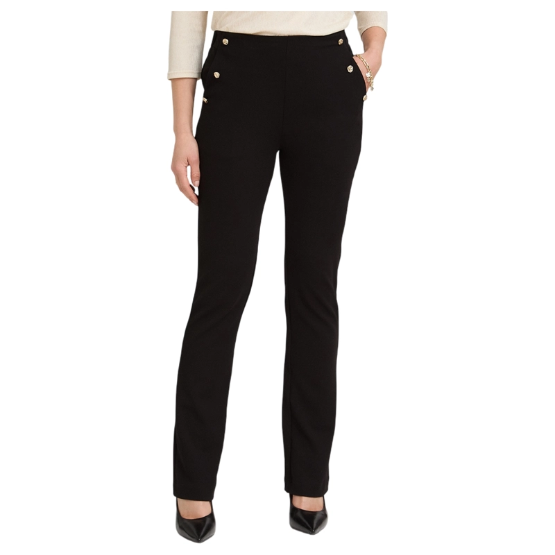 PANTALON FORMAL FLARE CON BOTONES EN BOLSILLOS NEGRO - 1