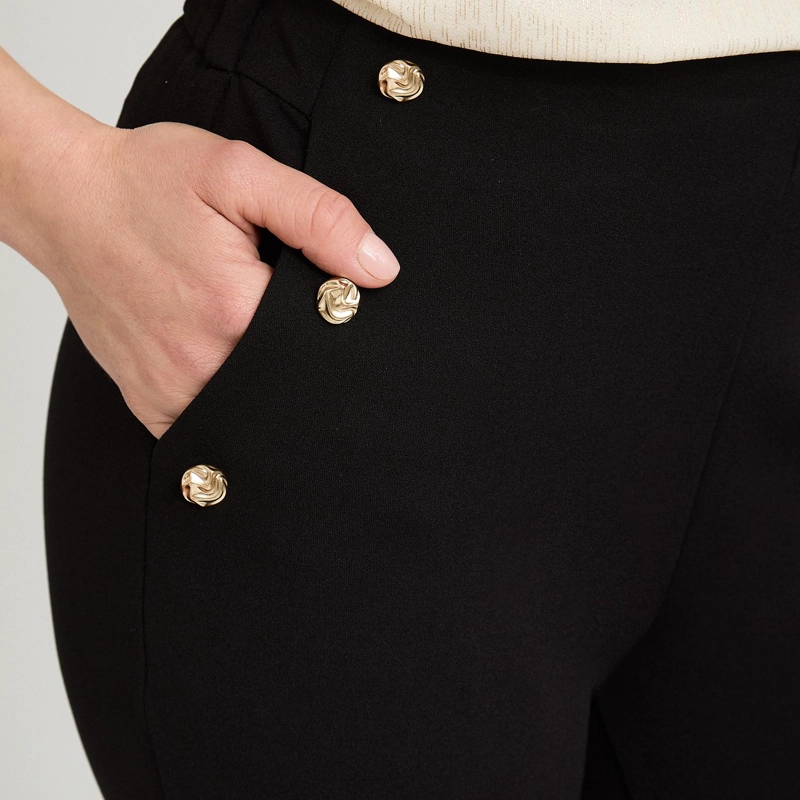 PANTALON FORMAL FLARE CON BOTONES EN BOLSILLOS NEGRO - 3