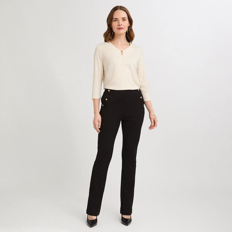 PANTALON FORMAL FLARE CON BOTONES EN BOLSILLOS NEGRO - 4