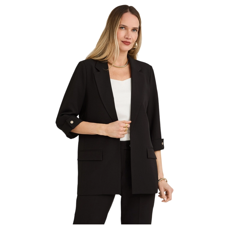 BLAZER MANGA 3/4 BOLSILLOS CON SOLAPA NEGRO - 1
