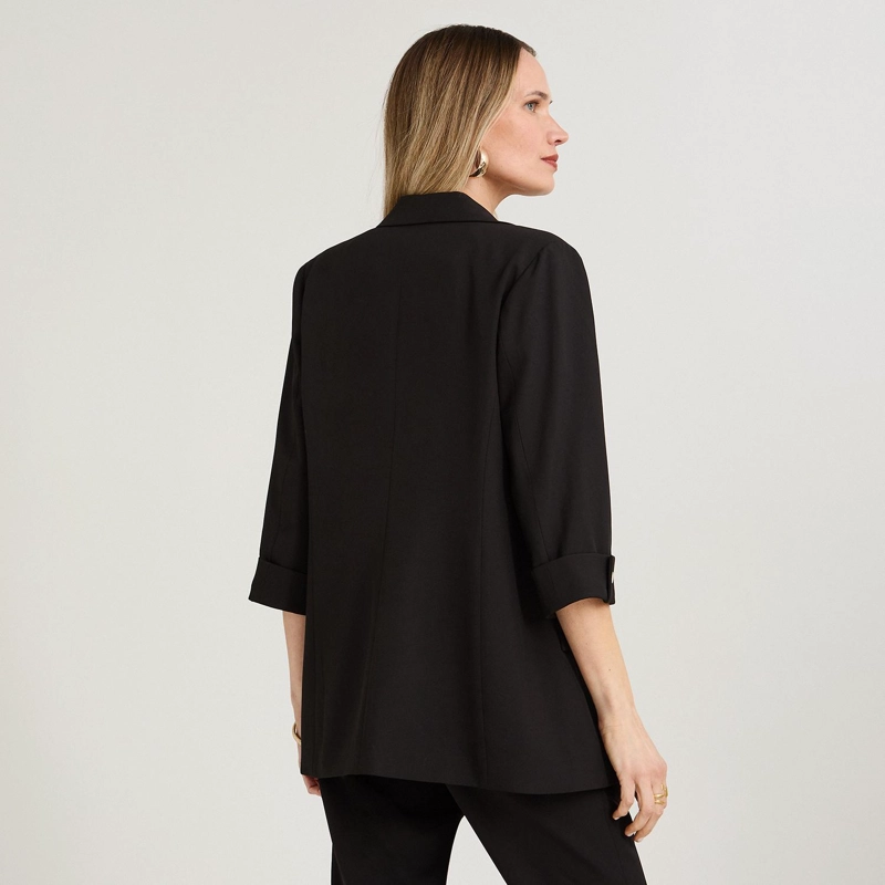 BLAZER MANGA 3/4 BOLSILLOS CON SOLAPA NEGRO - 2