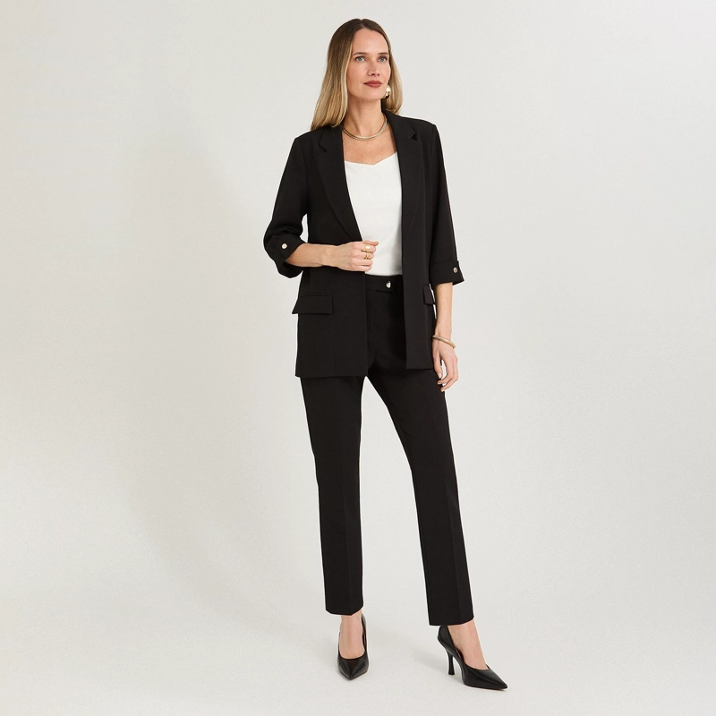 BLAZER MANGA 3/4 BOLSILLOS CON SOLAPA NEGRO - 4