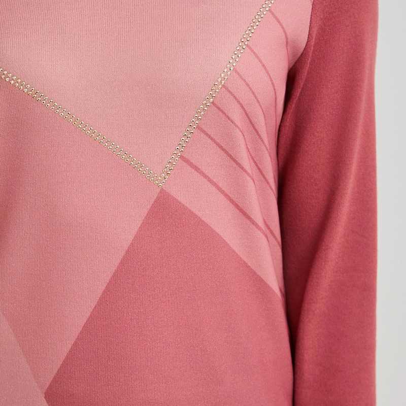 POLERA LANILLA BLOQUES DE COLOR CON STRASS ROSADO - 3