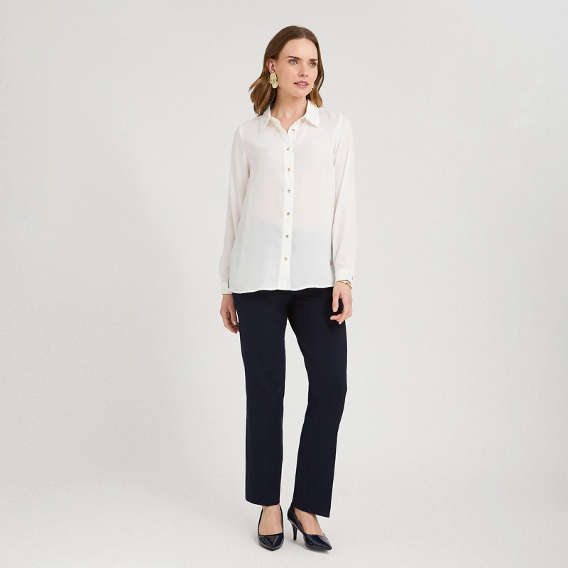 BLUSA MANGA LARGA CON BOTONES BLANCO - 4