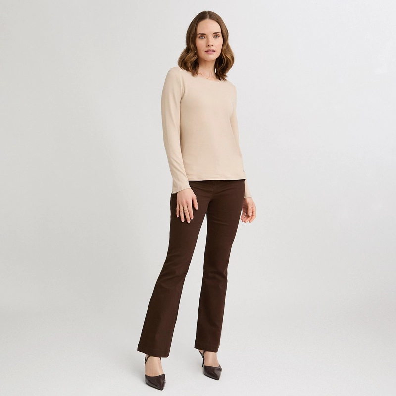 POLERA ESCOTE REDONDO LISA BASICA BEIGE - 4