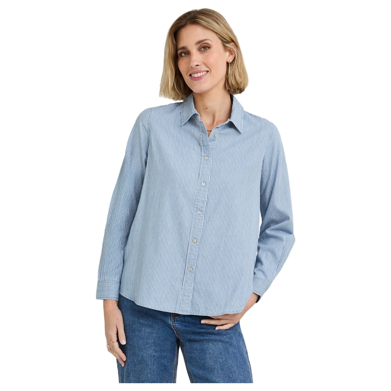 BLUSA DE ALGODON LISTADA AZUL - 1