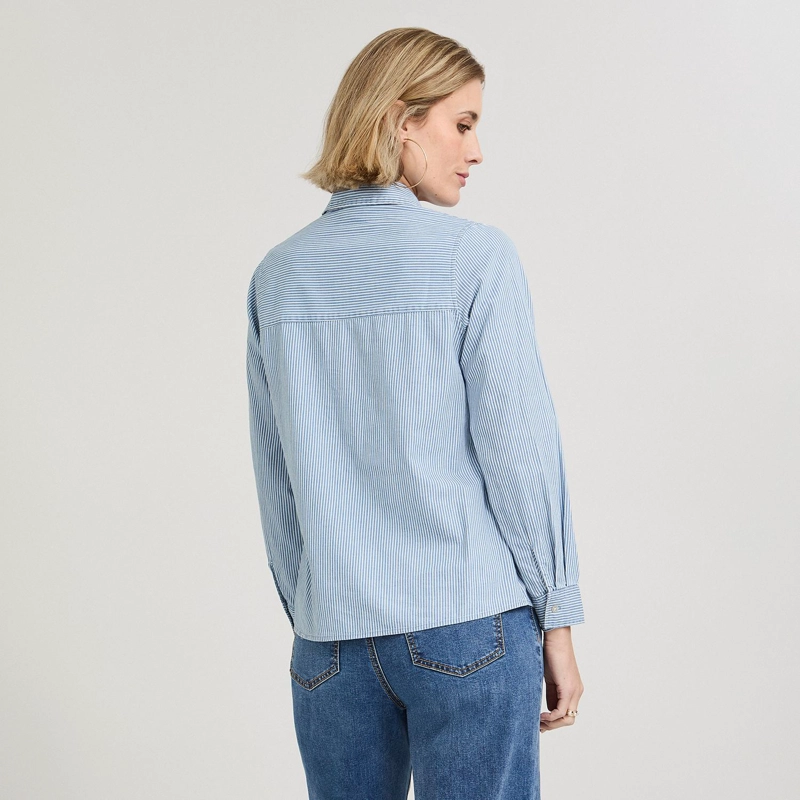 BLUSA DE ALGODON LISTADA AZUL - 2