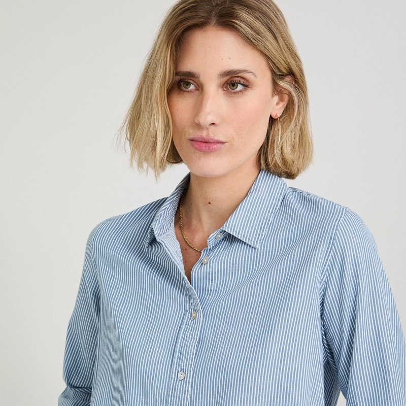 BLUSA DE ALGODON LISTADA AZUL - 3