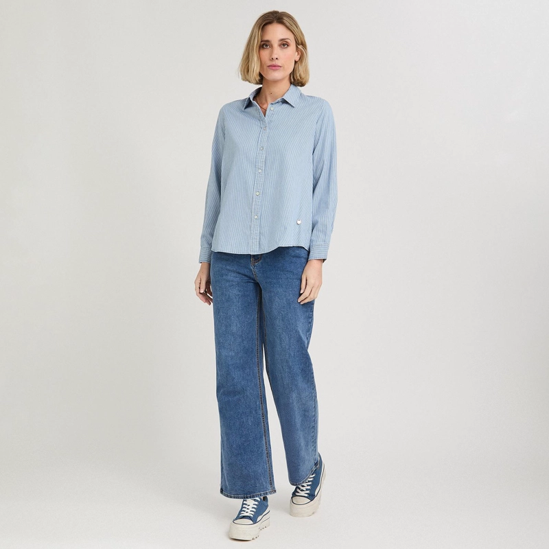 BLUSA DE ALGODON LISTADA AZUL - 4