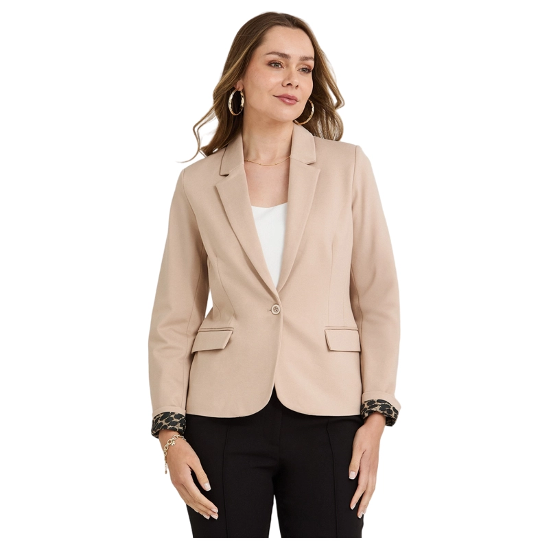 BLAZER 1 BOTON BOLSILLOS CON SOLAPA BEIGE - 1