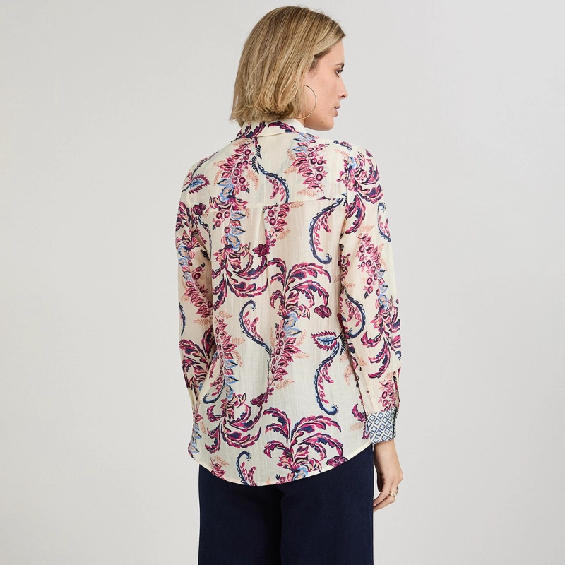 BLUSA MANGA LARGA ESTAMPADA CON BOTONES MAGENTA - 2