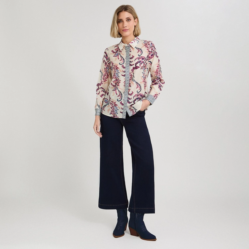 BLUSA MANGA LARGA ESTAMPADA CON BOTONES MAGENTA - 4