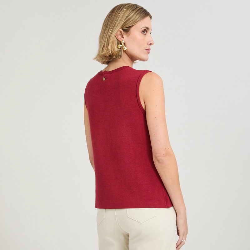CARDIGAN SIN MANGAS CON BOTONES DISEÑO ROJO - 2