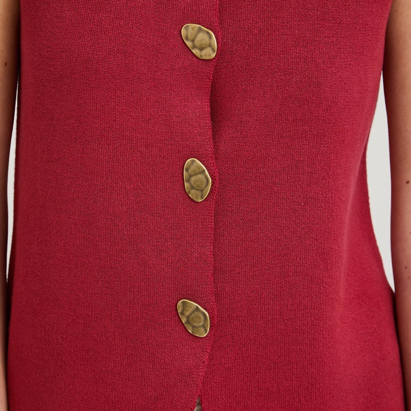 CARDIGAN SIN MANGAS CON BOTONES DISEÑO ROJO - 3