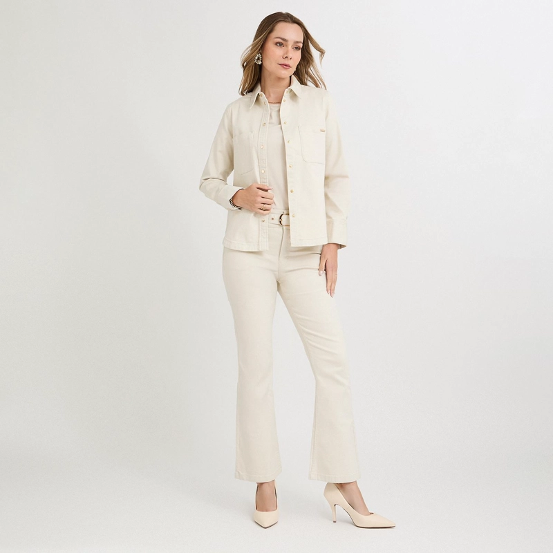 CASACA DE DENIM ENTALLADA BEIGE - 4