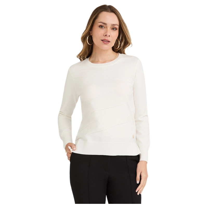 SWEATER ESCOTE REDONDO CON LUREX CRUDO - 1