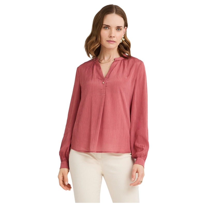 BLUSA ESCOTE MAO UN BOTON ROSADO - 1