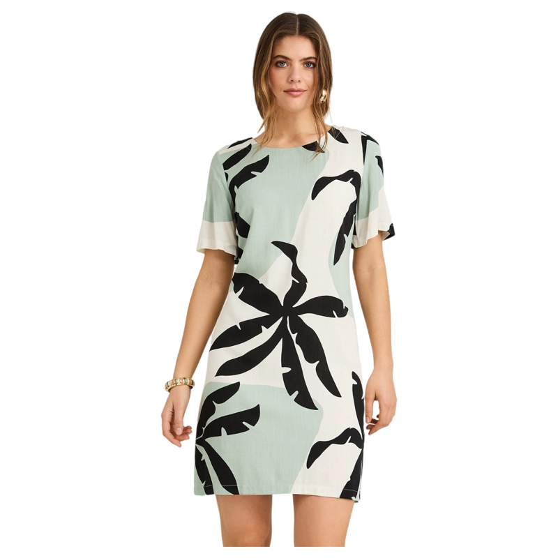 VESTIDO CORTO ESTAMPADO VERDE - 1