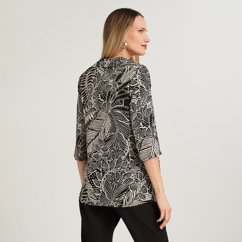 BLUSA TWIN SET MANGA 3/4 CON TAPADO NEGRO - 1