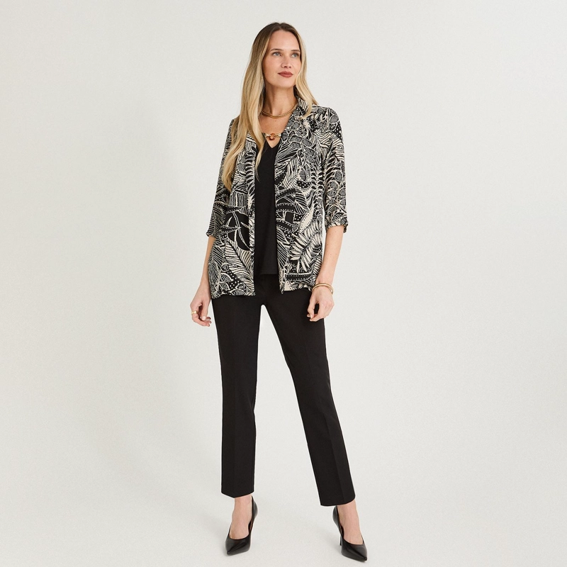 BLUSA TWIN SET MANGA 3/4 CON TAPADO NEGRO - 3