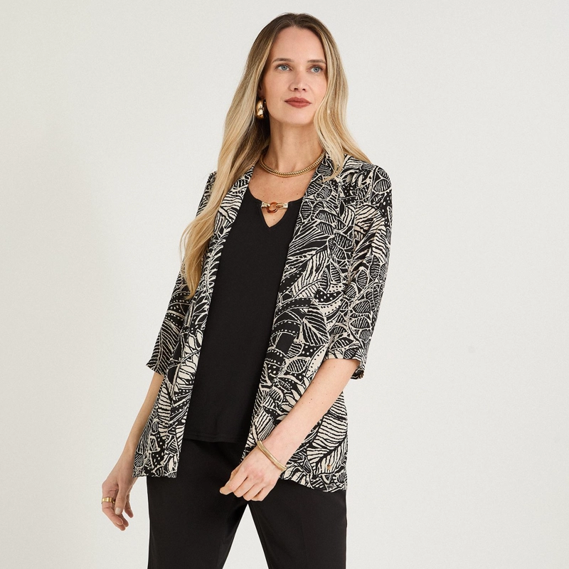 BLUSA TWIN SET MANGA 3/4 CON TAPADO NEGRO - 4