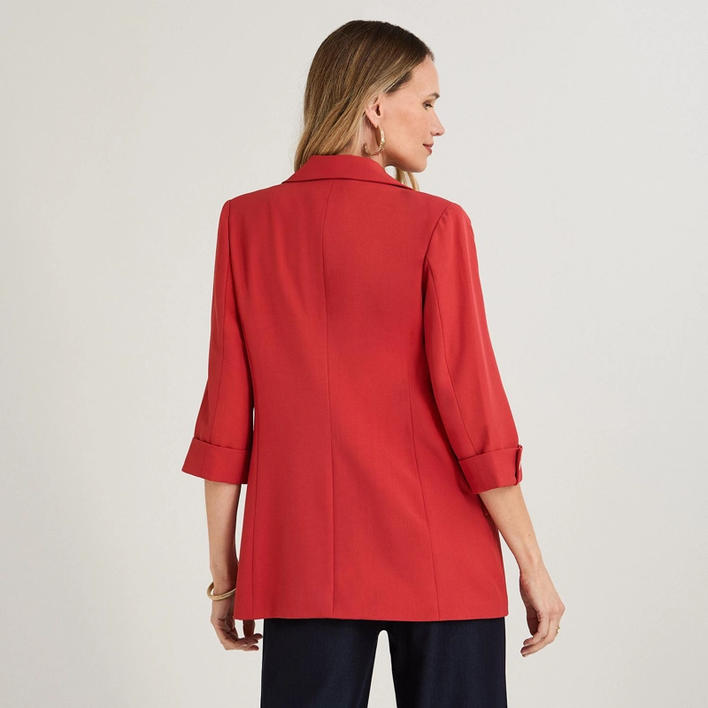 BLAZER MANGA 3/4 BOLSILLOS CON SOLAPA ROJO - 2