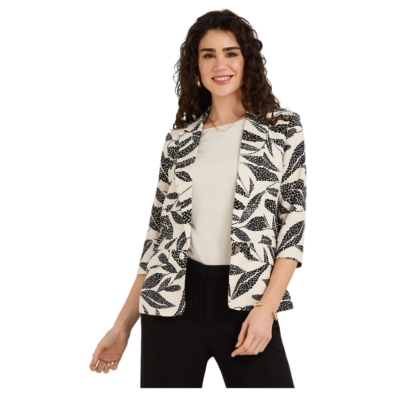 BLAZER DE LINO MANGA 3/4 NEGRO - 1