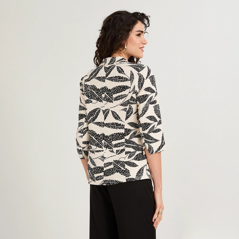 BLAZER DE LINO MANGA 3/4 NEGRO - 2