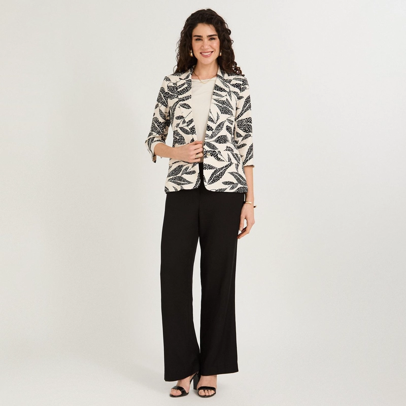 BLAZER DE LINO MANGA 3/4 NEGRO - 4