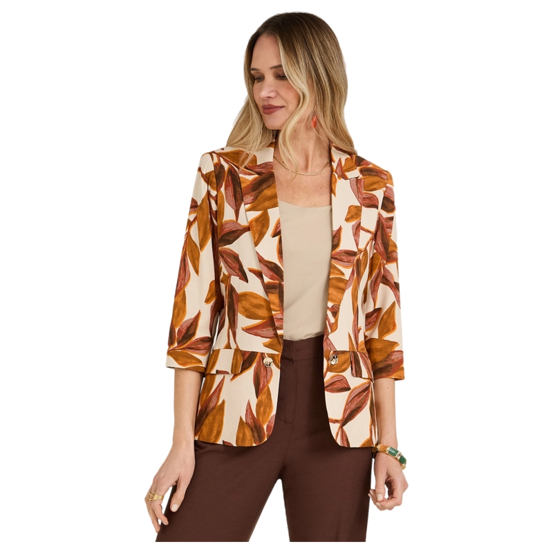 BLAZER DE LINO MANGA 3/4 TERRACOTA - 1