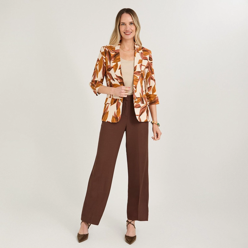 BLAZER DE LINO MANGA 3/4 TERRACOTA - 4