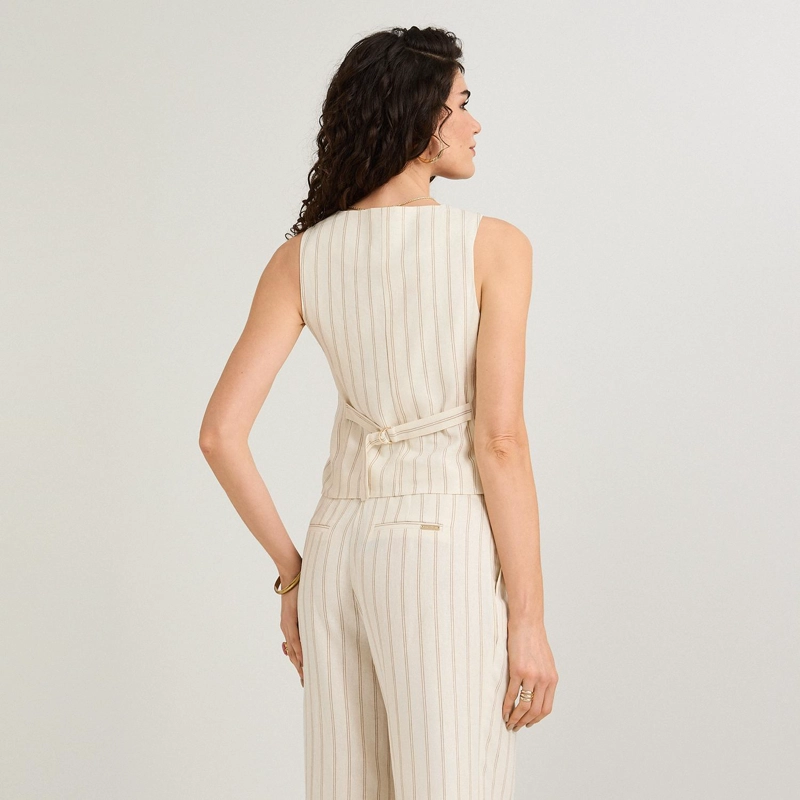 BLAZER DE LINO ESCOTE V CRUDO - 2
