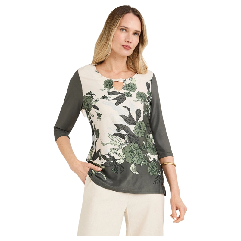 POLERA POLYSPANDEX MANGA 3/4 VERDE M