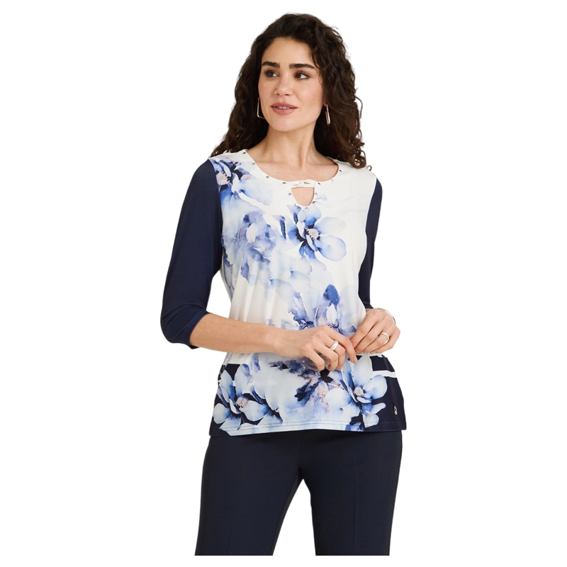 POLERA POLYSPANDEX MANGA 3/4 AZUL - 1