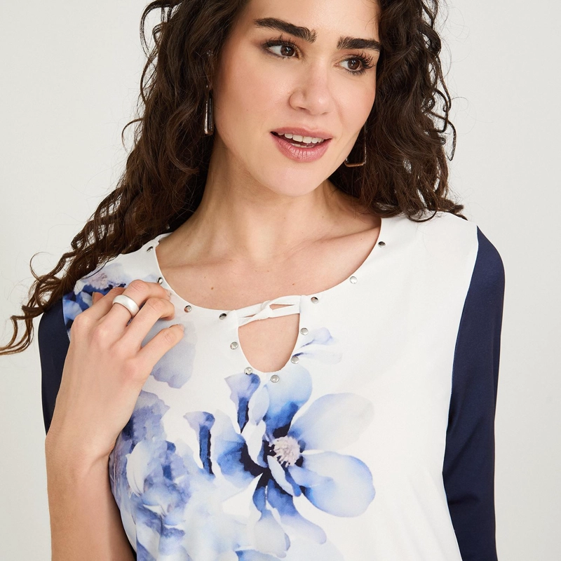 POLERA POLYSPANDEX MANGA 3/4 AZUL - 3