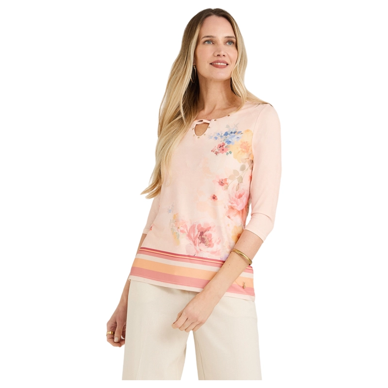 POLERA POLYSPANDEX MANGA 3/4 CORAL - 1