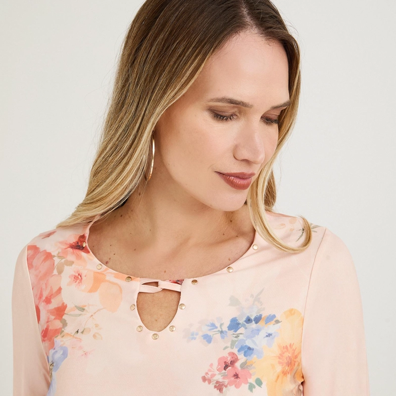 POLERA POLYSPANDEX MANGA 3/4 CORAL - 3