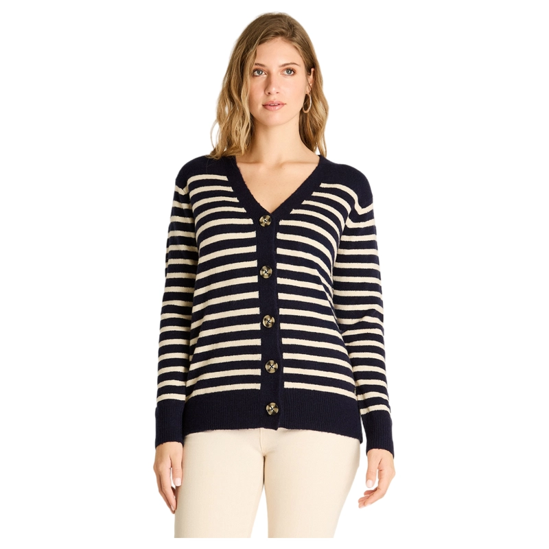 CARDIGAN AZUL MANGA LARGA ELASTICIDAD MEDIA SIN FORRO CALCE HOLGADO - 1
