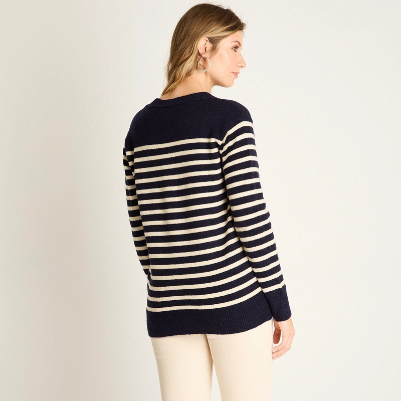 CARDIGAN AZUL MANGA LARGA ELASTICIDAD MEDIA SIN FORRO CALCE HOLGADO - 2